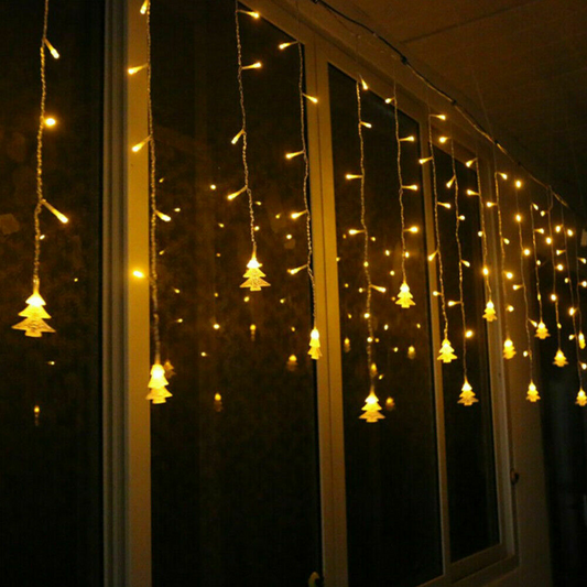 STONESKY Xmas Tree 96 LED Fairy String Curtain Light Wedding Party Decor Warm White Lamps