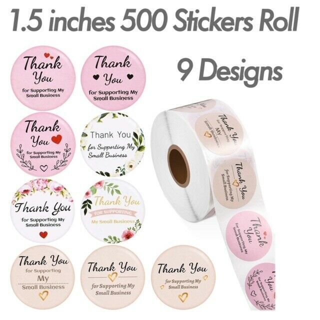 500Pcs 1.5" Thank You For Supporting Small Business Stickers Labels Gift Labels