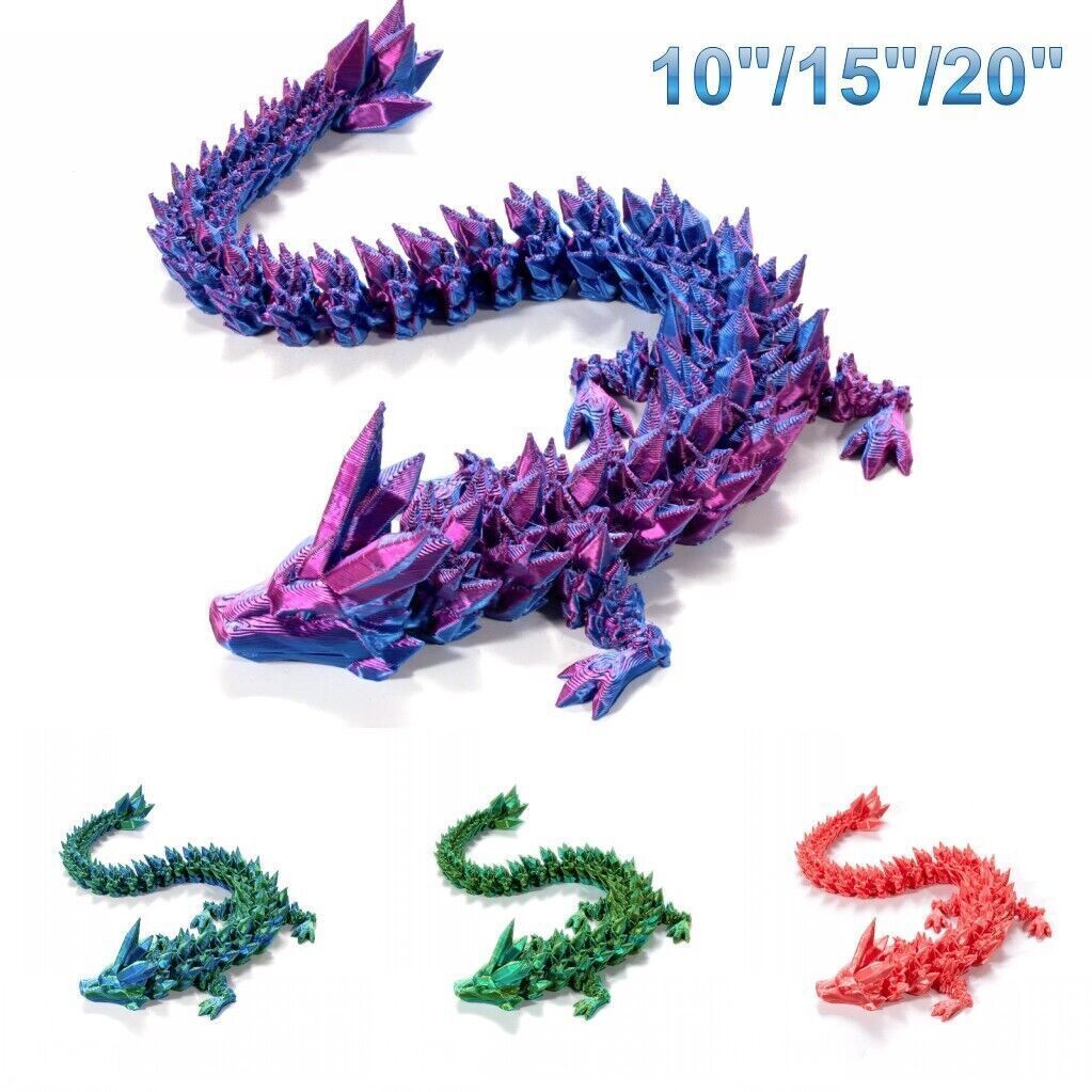 STONESKY 3D Printed Dragon Crystal Articulated Dragon Fish Tank Adults Fidget Desktop Toy