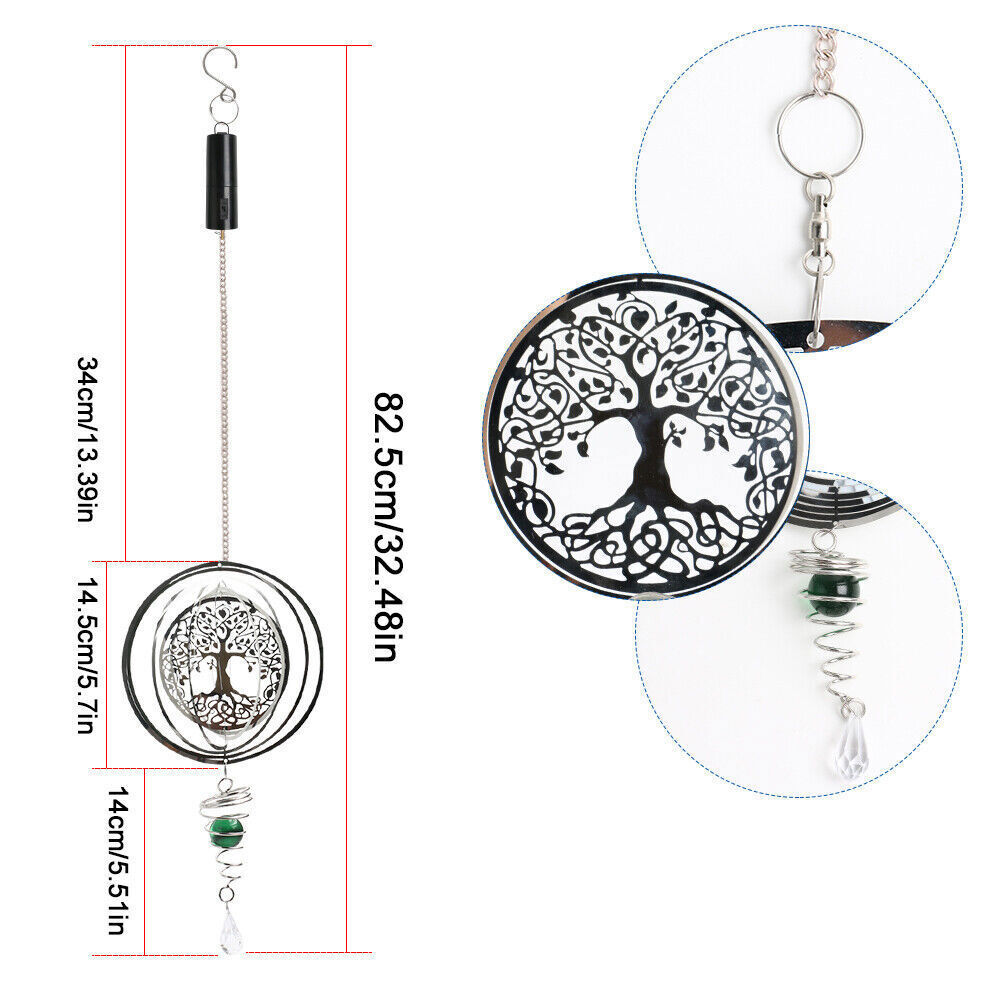 3D Rotating Wind Chimes Tree Of Life + Rotation Crystal Ball +Wind Spinner Motor