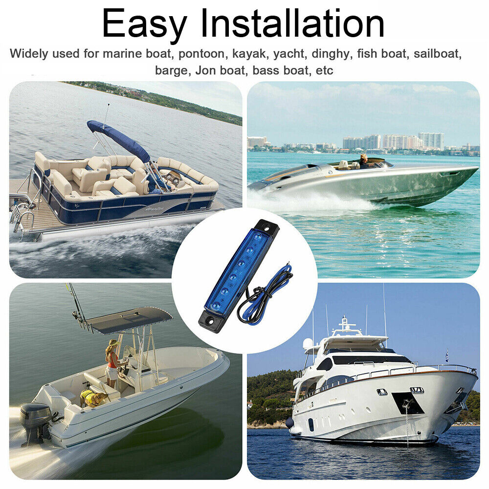 STONESKY 4 Pack LED Marine Boat Deck Courtesy Lights Waterproof Blue Stern Transom Lights