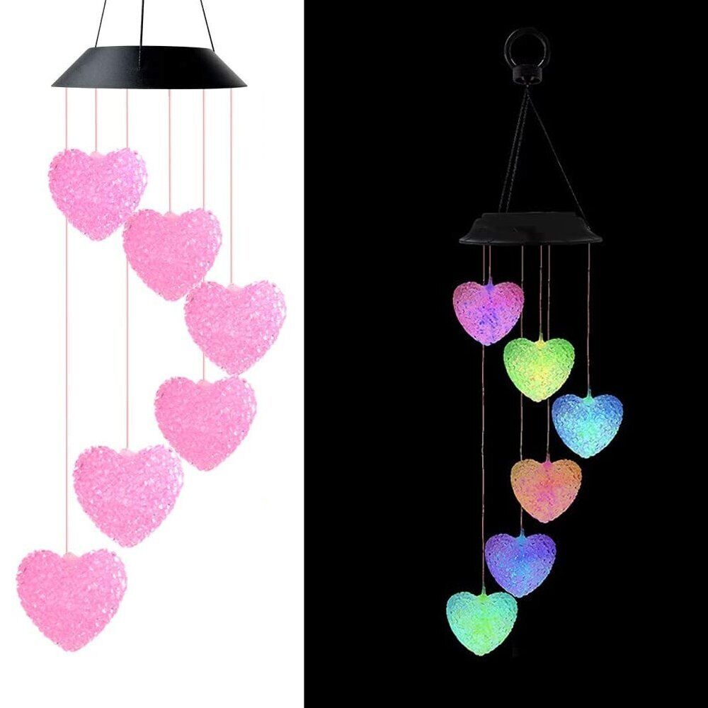StoneSky Solar Wind Chimes Lights LED Color-changing Yard Garden Night Lights Decor Heart