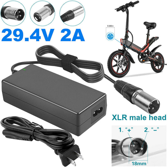 STONESKY 29.4V 2A Charger Adapter For 24V Li-ion Battery Ebike Electric Bike Scooter XLR