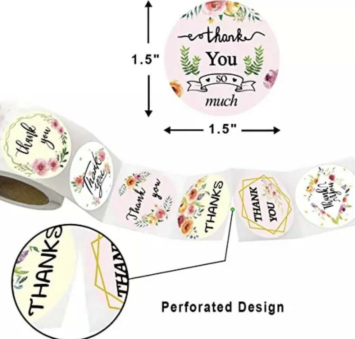 500Pcs 1.5" Thank You For Supporting Small Business Stickers Labels Gift Labels