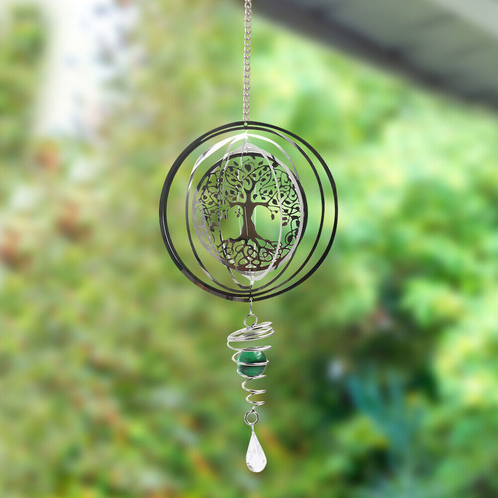 3D Rotating Wind Chimes Tree Of Life + Rotation Crystal Ball +Wind Spinner Motor