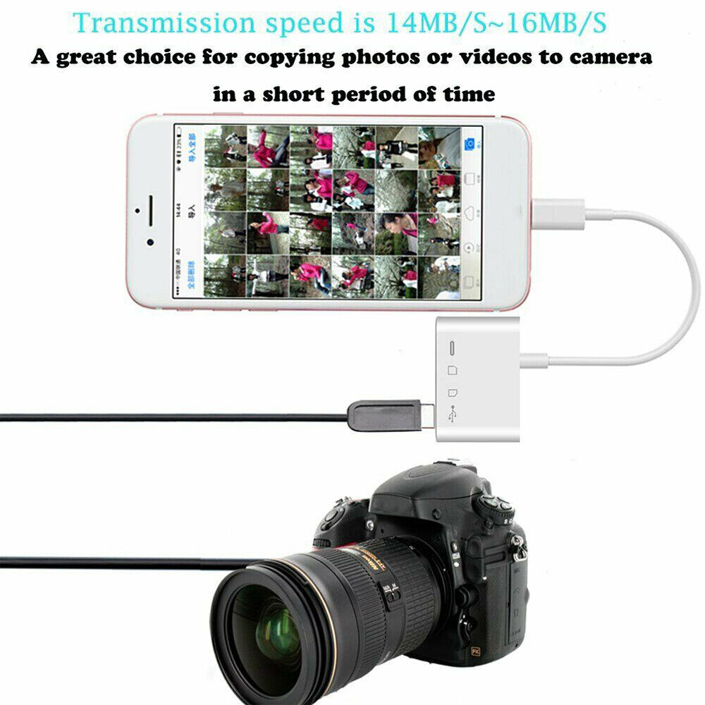 StoneSky Portable 4 in 1 USB Camera SD TF Card Reader Adapter For iPhone iPod iPad IOS 13