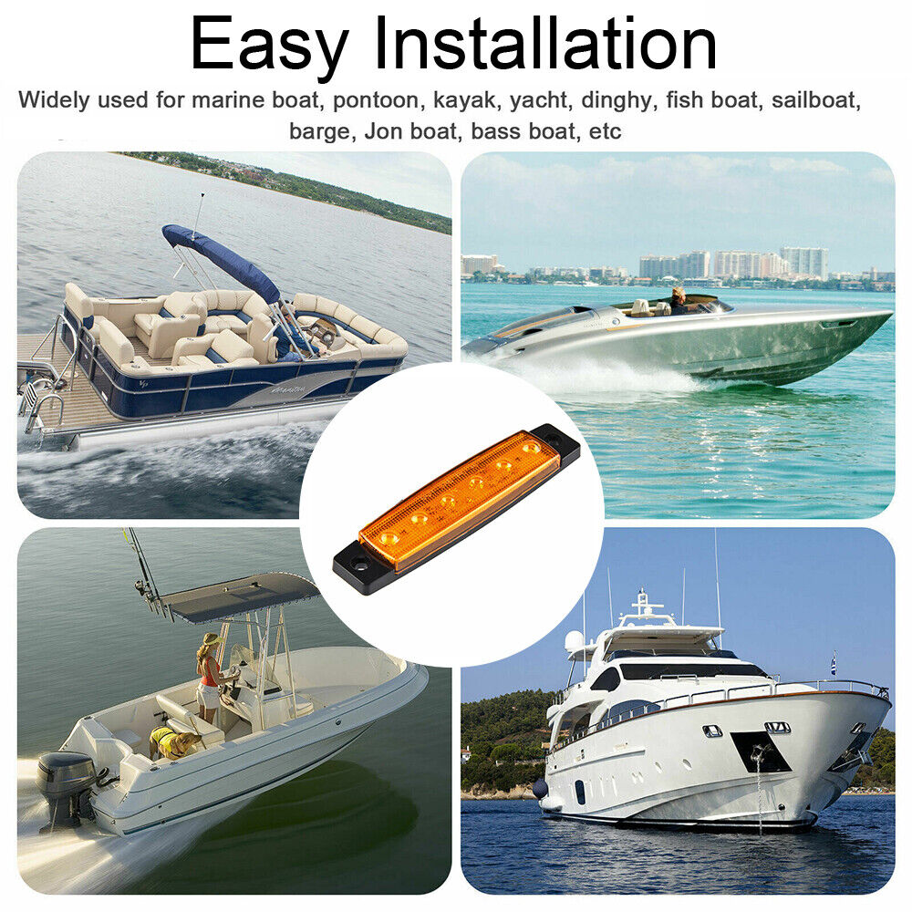 STONESKY 4Pcs LED Marine Boat Yellow Cabin Lights Courtesy Light Deck Stern Transom Lamp