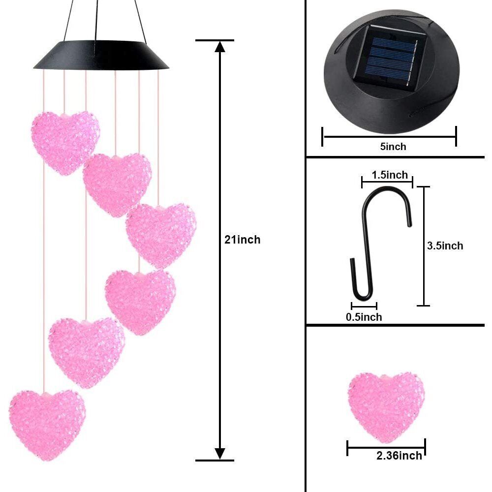 StoneSky Solar Wind Chimes Lights LED Color-changing Yard Garden Night Lights Decor Heart