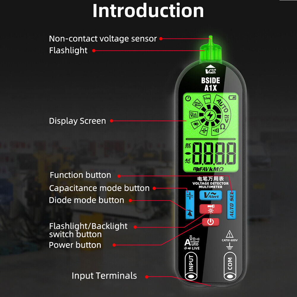 StoneSky Smart Digital Multimeter AC/DC Voltage Tester Rechargeable Electrical Voltmeter