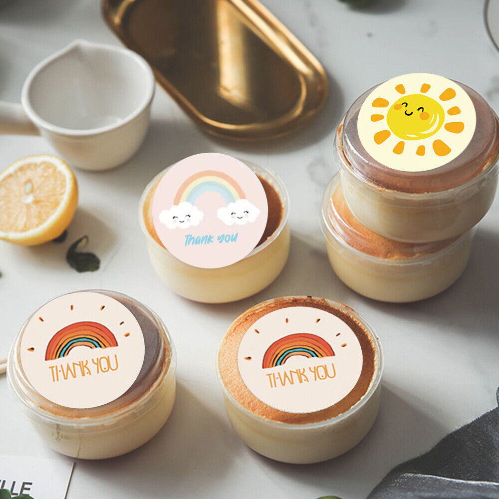 STONESKY 500Pcs 1" Thank You Stickers 4 Design Round Sunshine Smile Label Stickers Roll