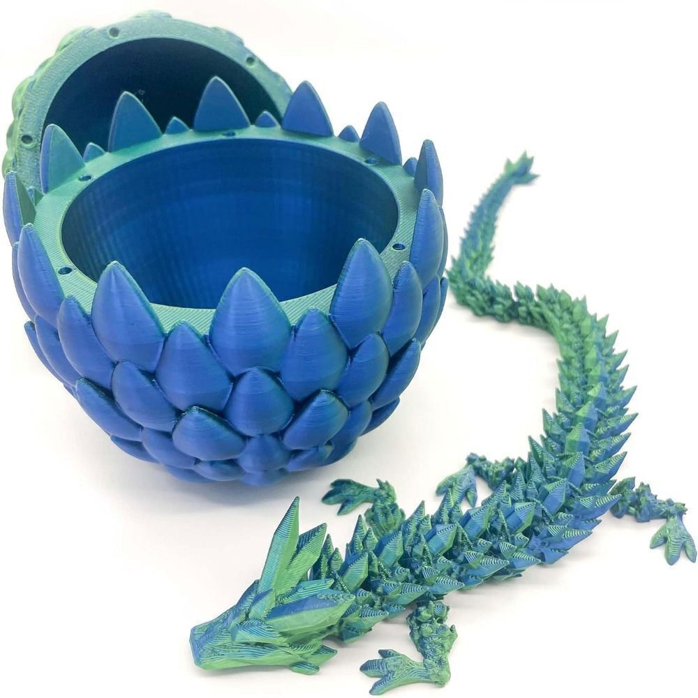 3D Printed Dragon in Egg Articulated Dragon Crystal Dragon Fidget Toy Desk Decor