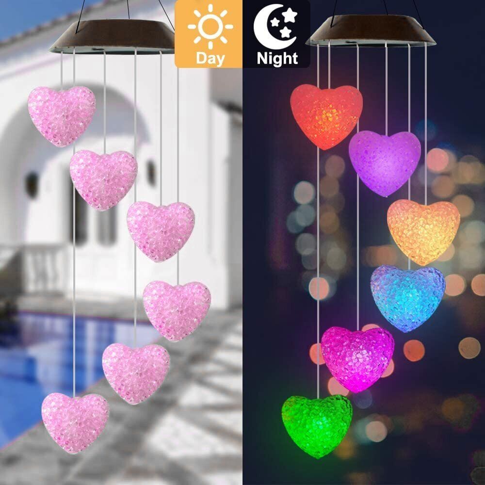 StoneSky Solar Wind Chimes Lights LED Color-changing Yard Garden Night Lights Decor Heart