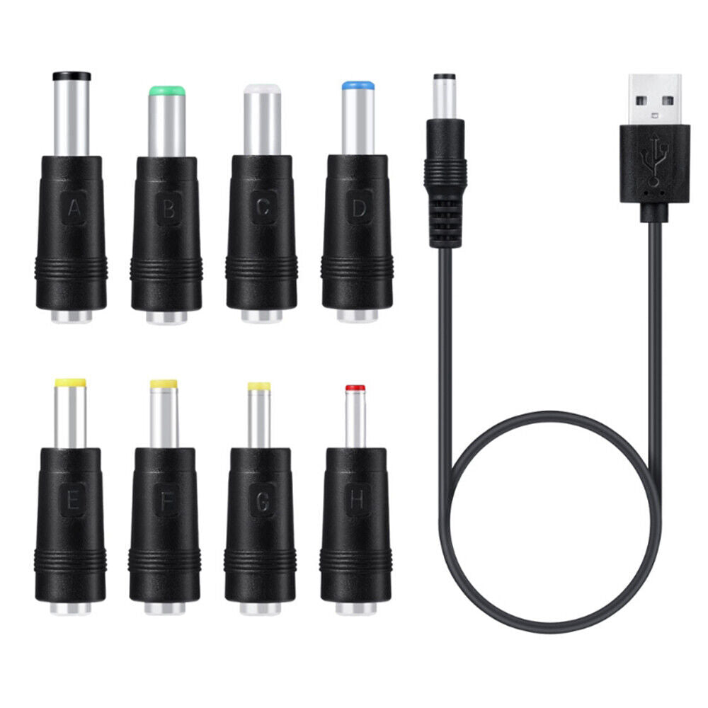 StoneSky DC 5V To 12V Power Supply USB to 5.5 x 2.1mm Jack Plug Charger Cable With 8 Tips