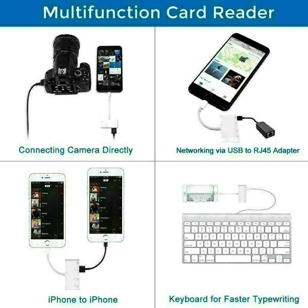 StoneSky Portable 4 in 1 USB Camera SD TF Card Reader Adapter For iPhone iPod iPad IOS 13