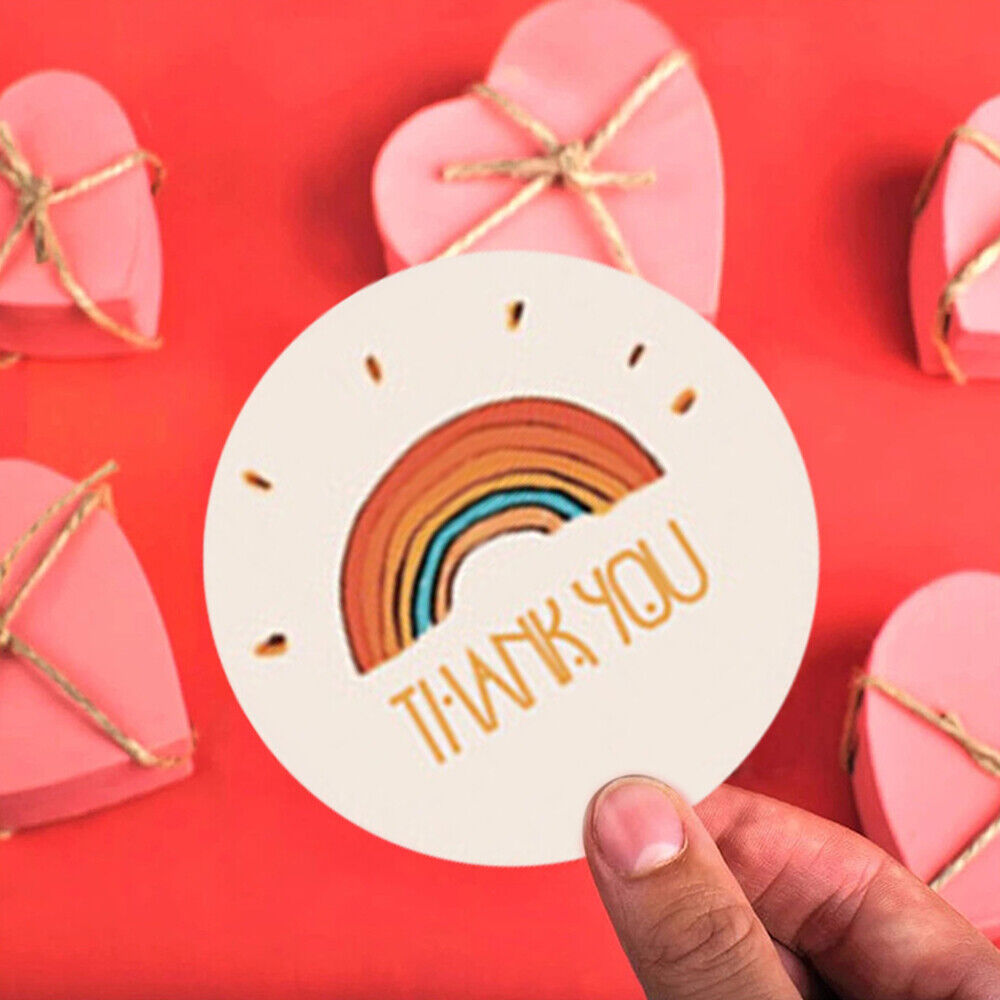 STONESKY 500Pcs 1" Thank You Stickers 4 Design Round Sunshine Smile Label Stickers Roll