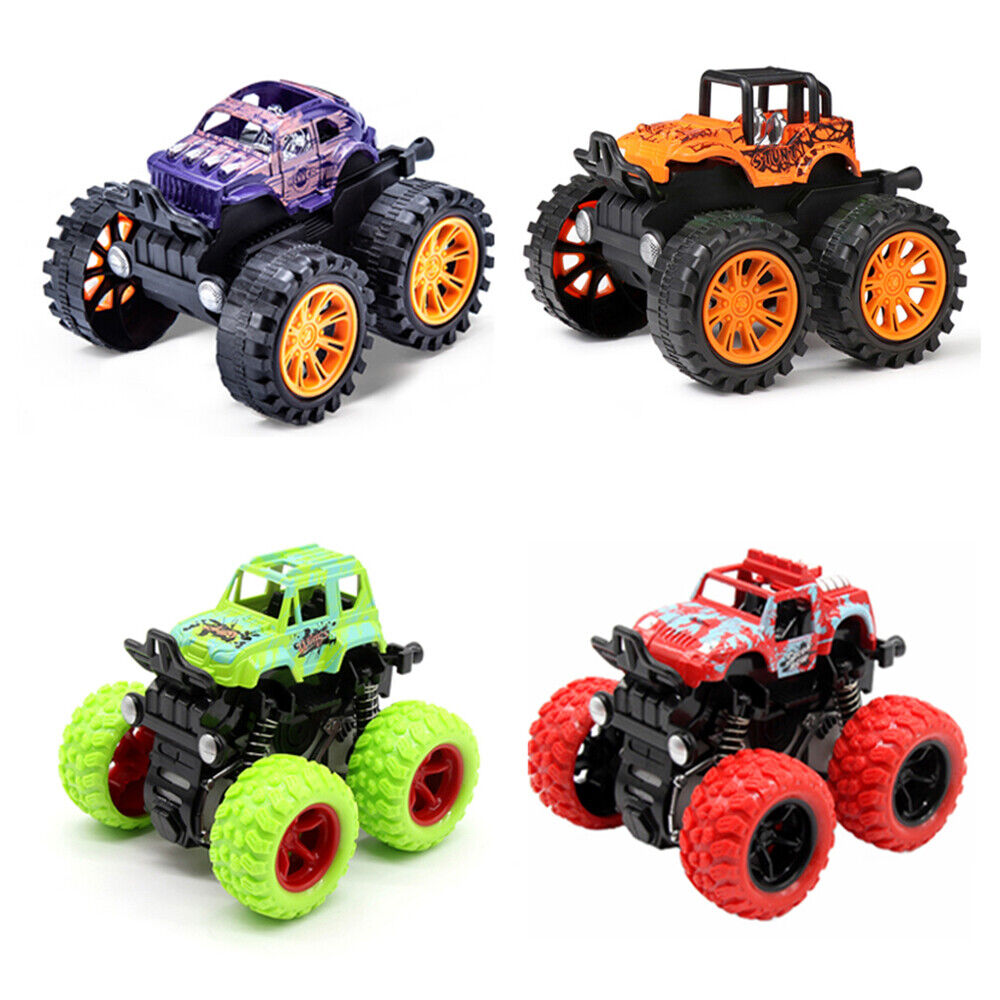 StoneSky Kids Boys Inertia Car Toys 4 Pcs/Set Monster Truck 360 Rotation Friction Powered