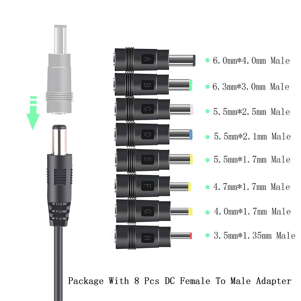StoneSky DC 5V To 12V Power Supply USB to 5.5 x 2.1mm Jack Plug Charger Cable With 8 Tips