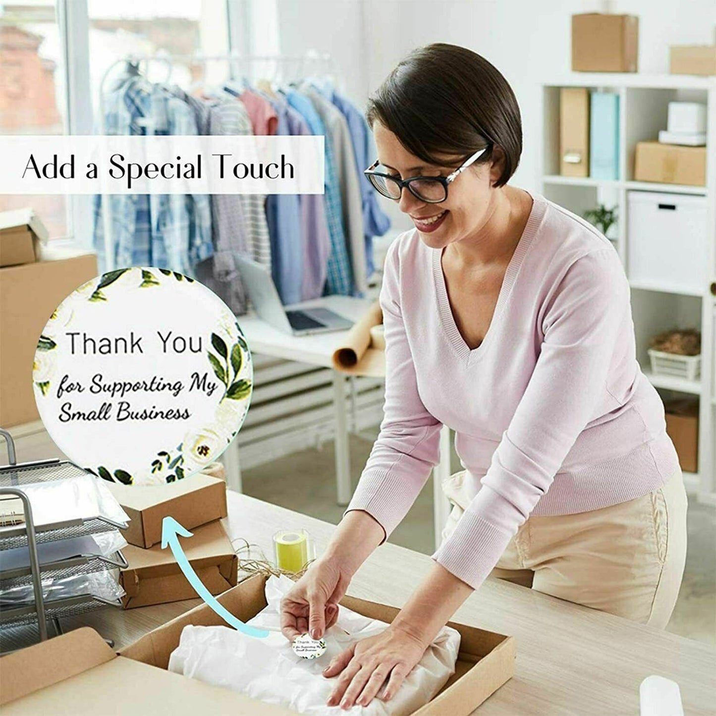 500Pcs 1.5" Thank You For Supporting Small Business Stickers Labels Gift Labels