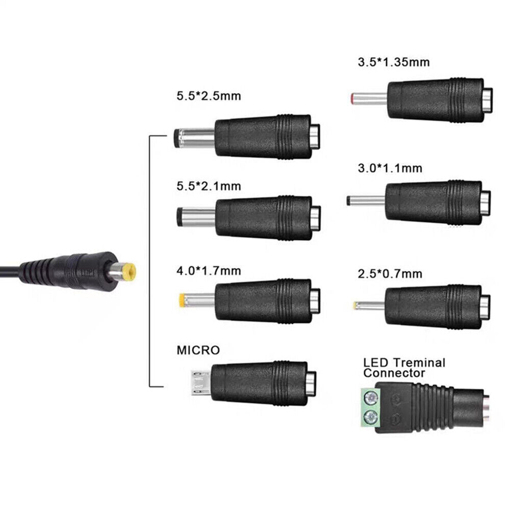 30W Universal Power Adapter AC DC 3V-12V Multi Voltage Charger Converter 8 Tips