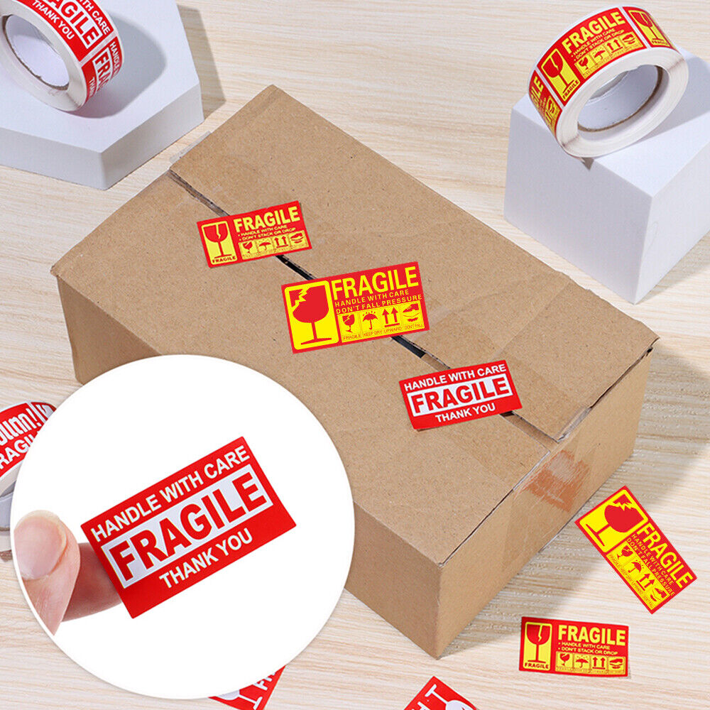 StoneSky 250Pcs/Roll 1.77" Handle With Care Fragile Thank You Small Warning Label Sticker