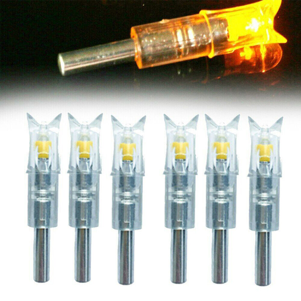 6PCS Yellow LED Lighted Nocks for Bolts 297-302 Crossbow Bolts ID 300''/7.62mm