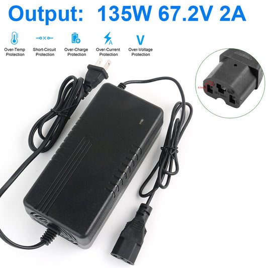 67.2V/ 60V 2A Li-ion Power E-Bike Scooter Lithium Battery Charger T Plug Adapter