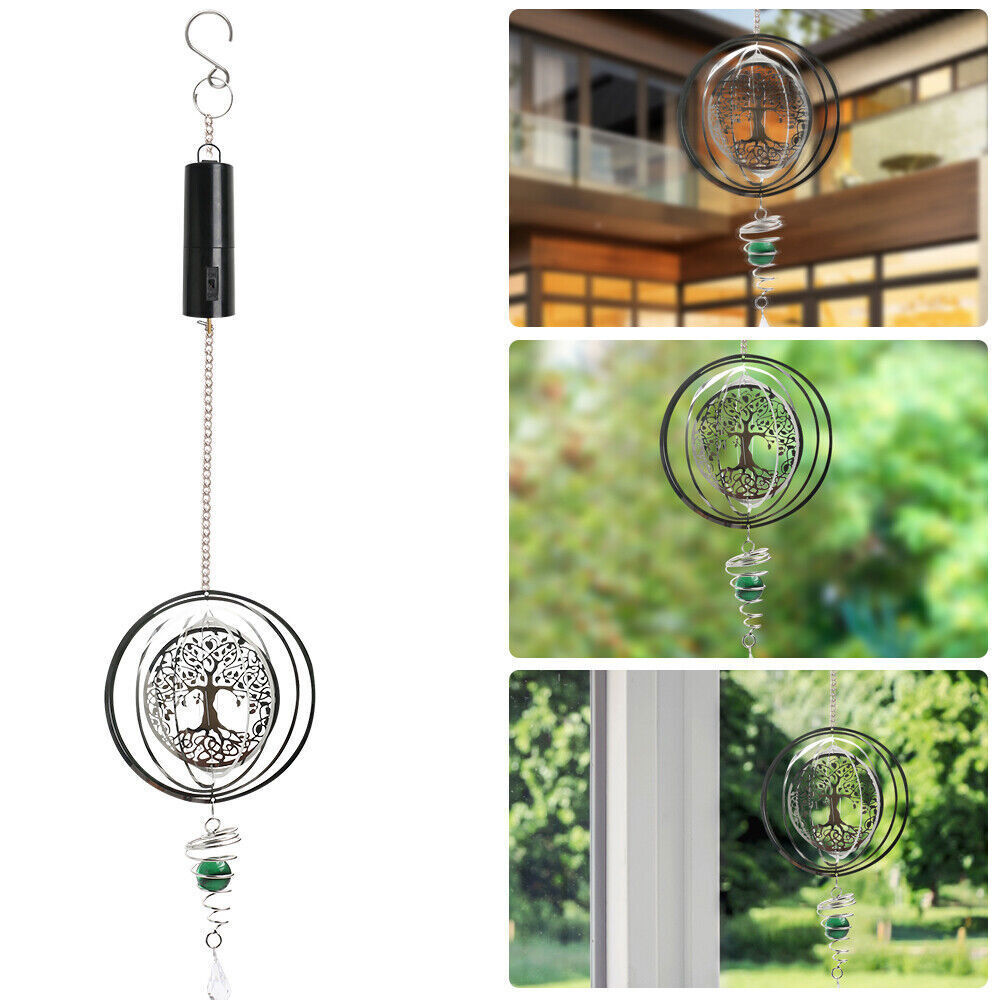 3D Rotating Wind Chimes Tree Of Life + Rotation Crystal Ball +Wind Spinner Motor