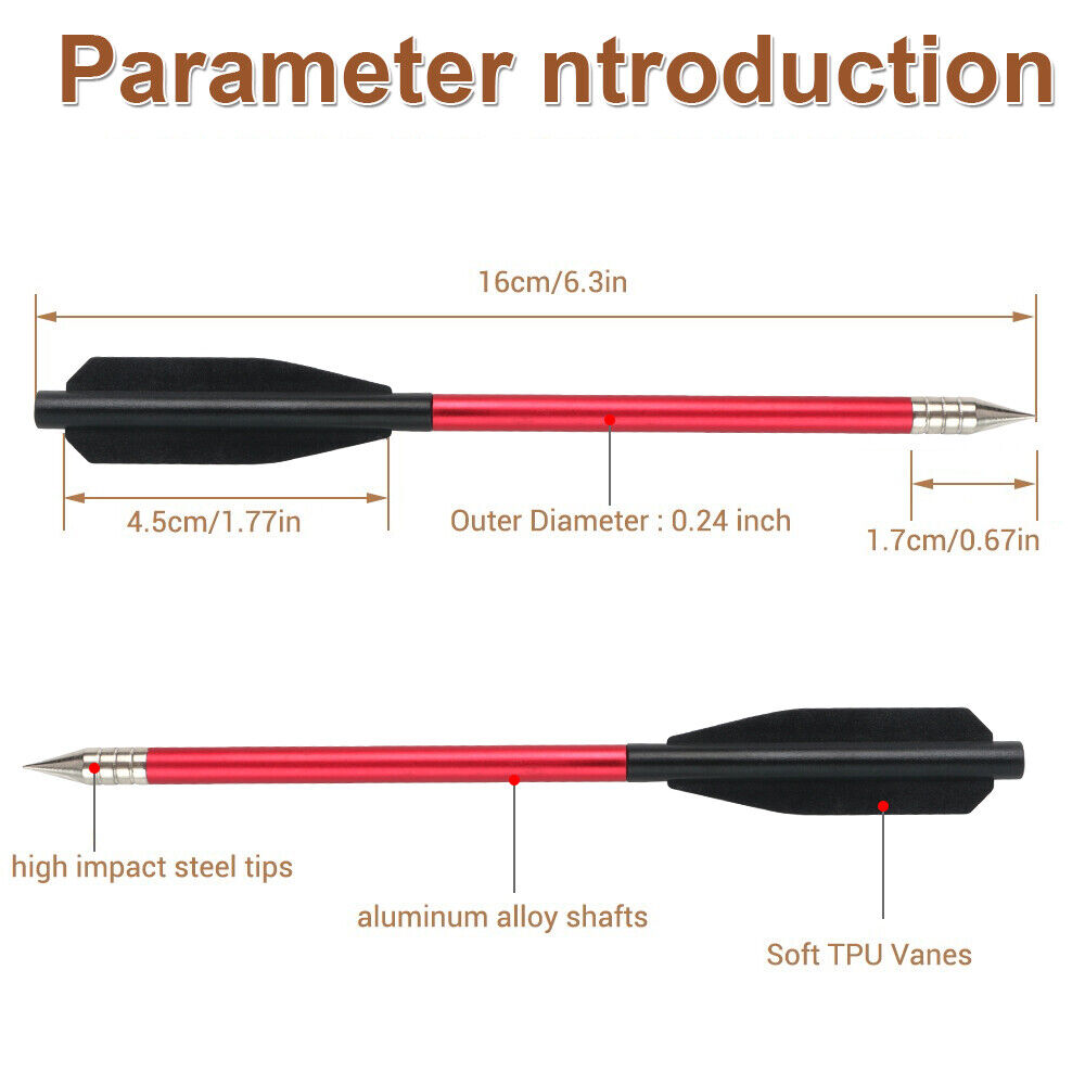 StoneSky 12Pcs Pistol Crossbow Bolts 6.5" Aluminium Arrows Broadhead Hunting Mini Archery