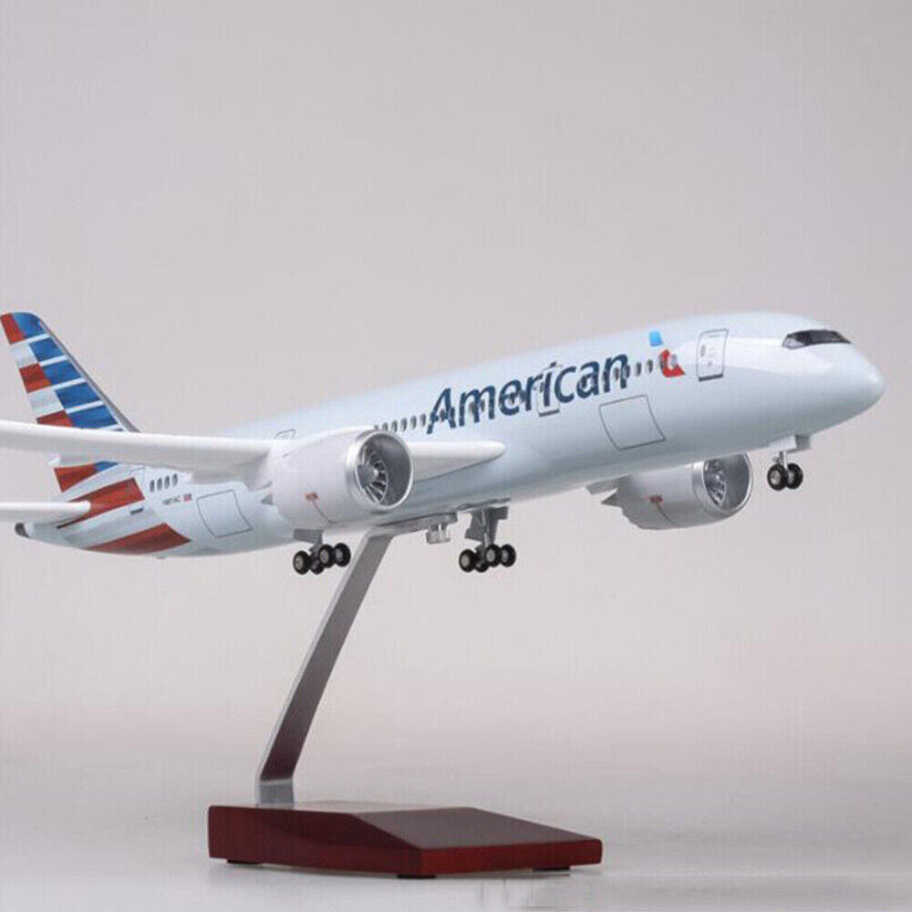 StoneSky 1:130 American Airlines Boeing 787 Airplane Model Ornament W/ LED Light Wheel