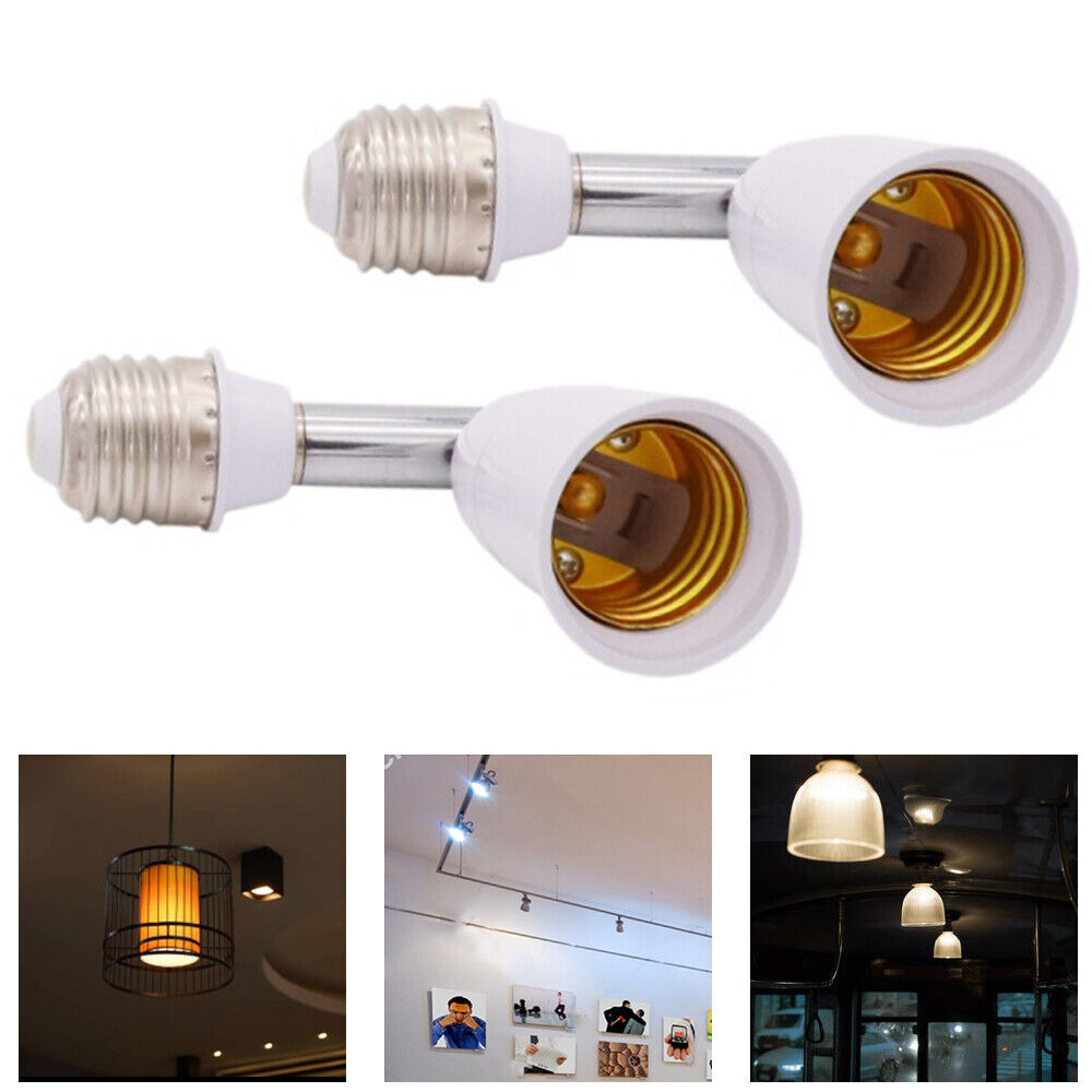 2 Pack E26/E27 Light Socket Extender Screw Base Light Converter Socket Extender
