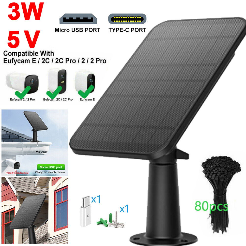 StoneSky 4W 5V Solar Panel Compatible for Eufy Eufycam Cam E/2C/E/2 Pro with Power Cable