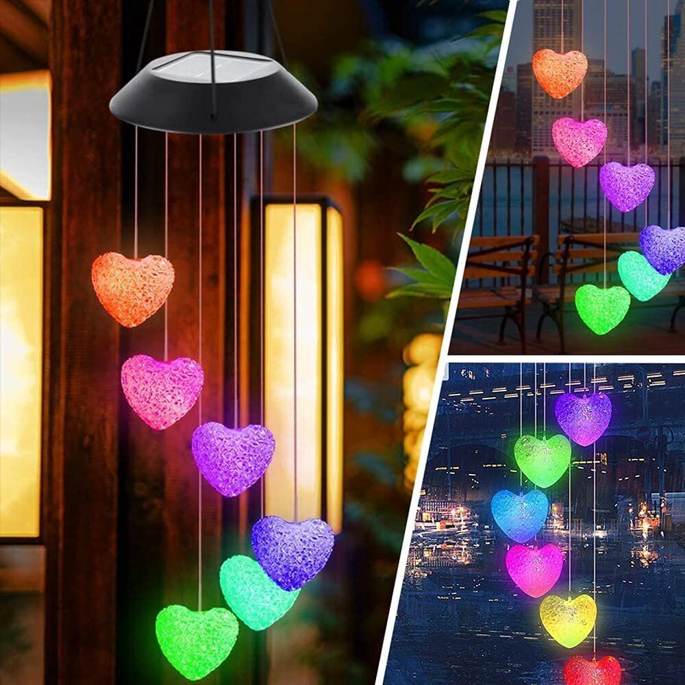 StoneSky Solar Wind Chimes Lights LED Color-changing Yard Garden Night Lights Decor Heart