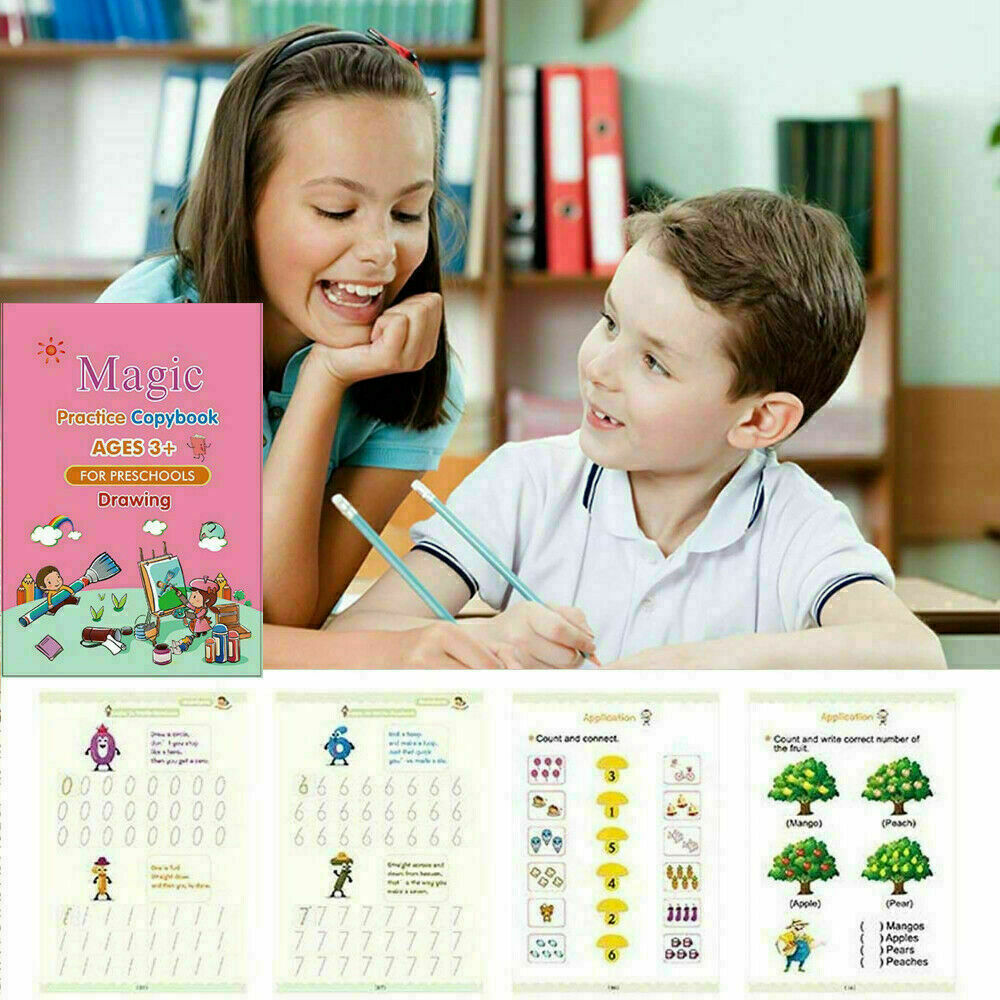 StoneSky 11Pcs Magic Practice Copybook Set Reusable English Calligraphy Number Book kids