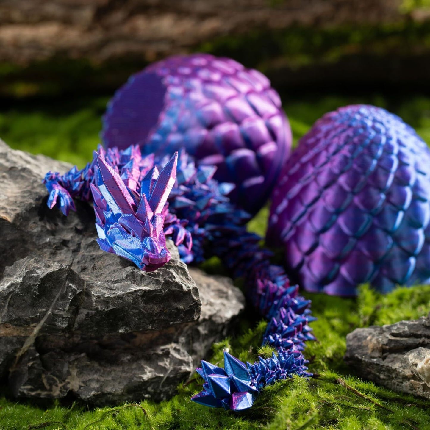 3D Printed Dragon in Egg Articulated Dragon Crystal Dragon Fidget Toy Desk Decor