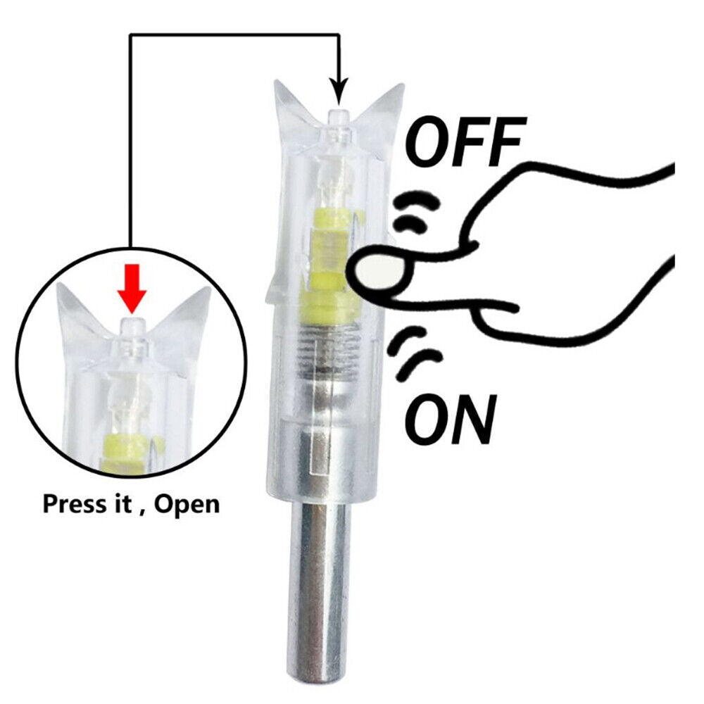 6PCS Yellow LED Lighted Nocks for Bolts 297-302 Crossbow Bolts ID 300''/7.62mm