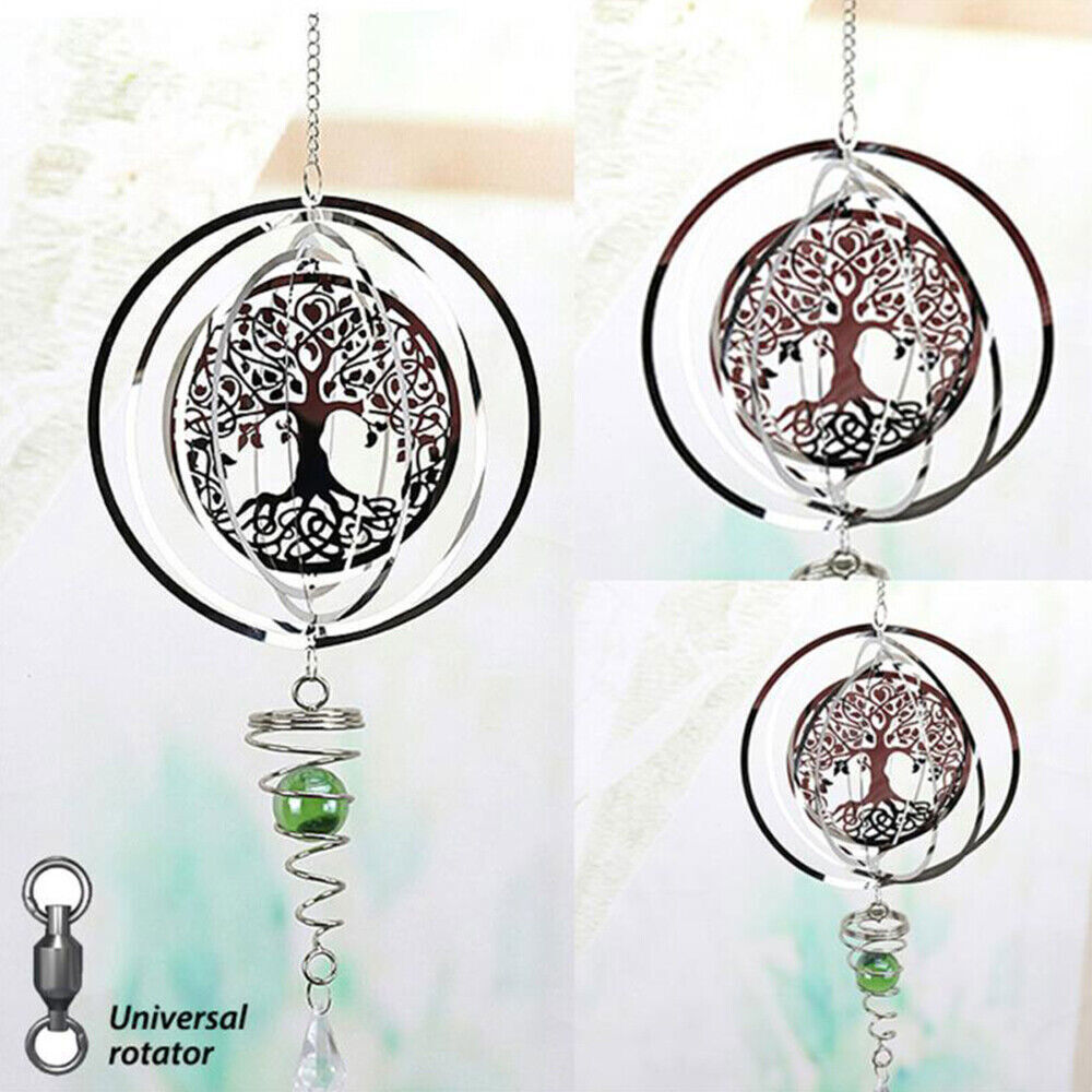 3D Rotating Wind Chimes Tree Of Life + Rotation Crystal Ball +Wind Spinner Motor