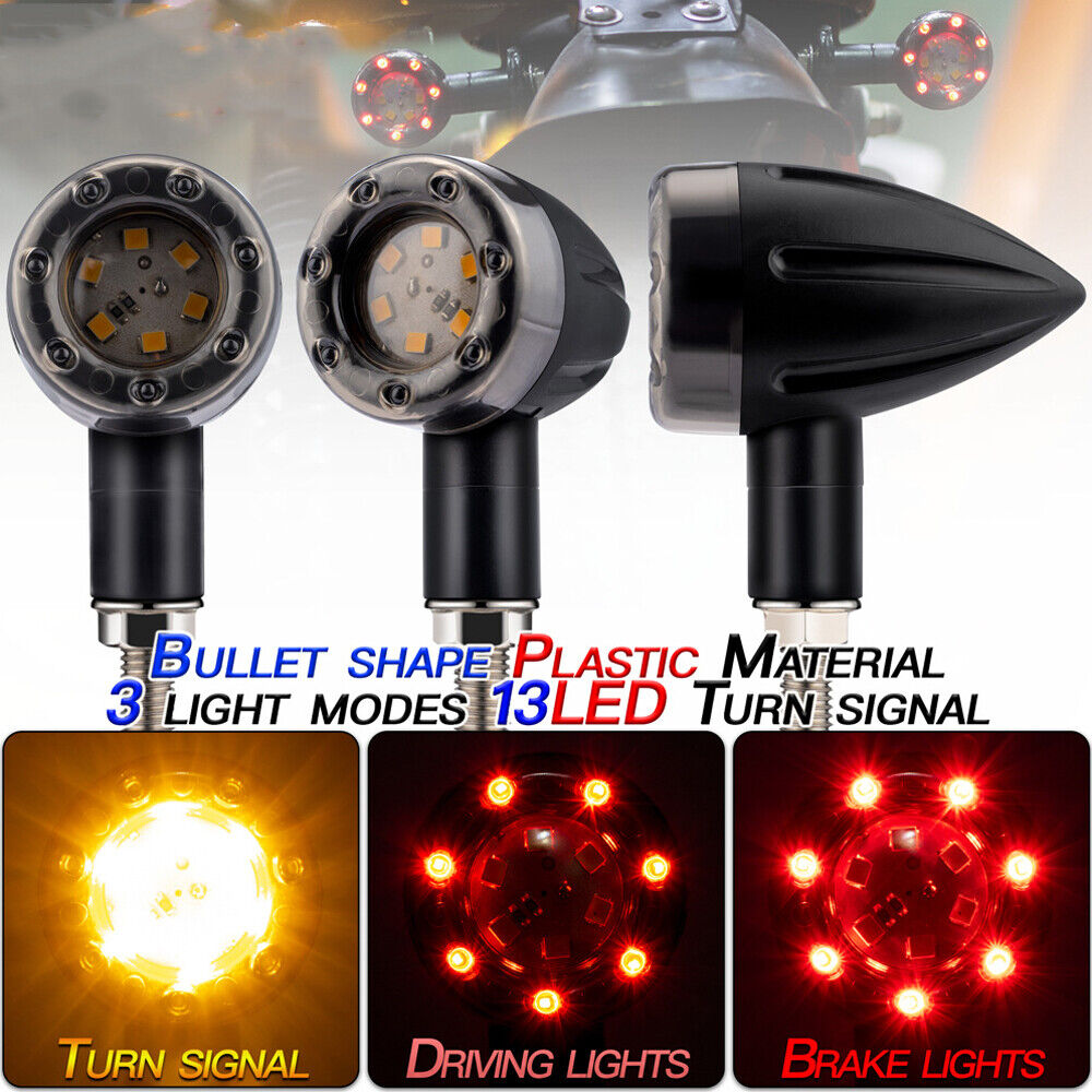 StoneSky Motorcycle LED Bullet Red Brake Blinker Turn Signal Tail Light For Harley HONDA