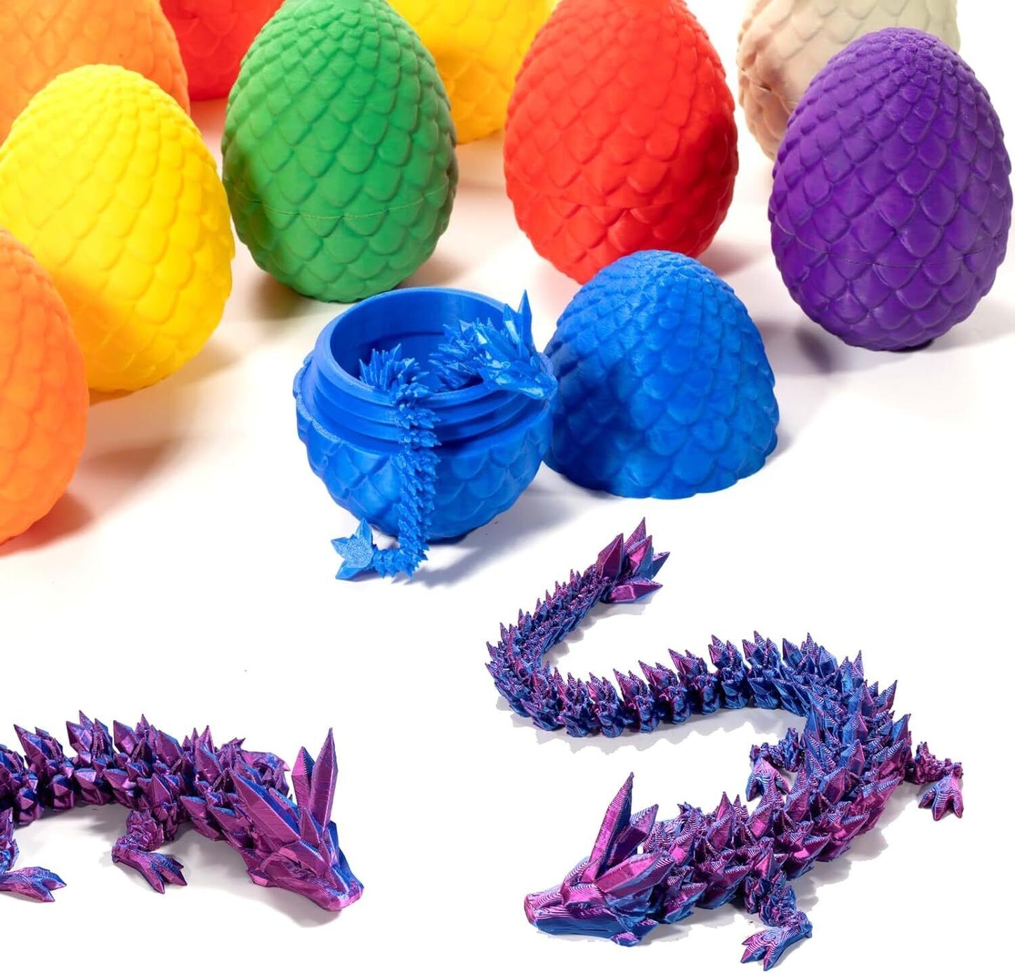 3D Printed Dragon in Egg Articulated Dragon Crystal Dragon Fidget Toy Desk Decor