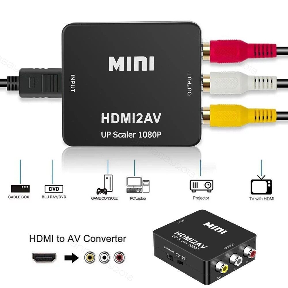 StoneSky HDMI to RCA AV HD Converter Adapter Composite Cable CVBS 3-RCA Audio Video 1080P