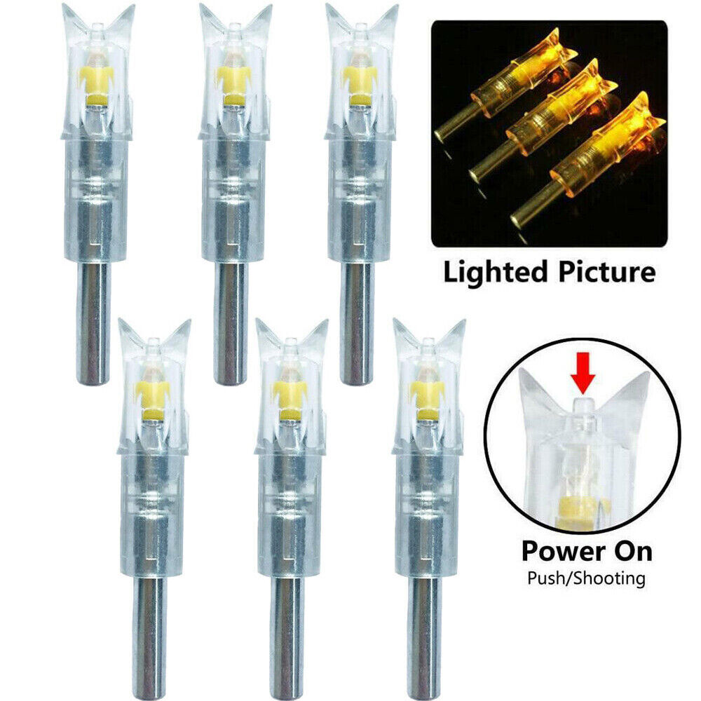 6PCS Yellow LED Lighted Nocks for Bolts 297-302 Crossbow Bolts ID 300''/7.62mm