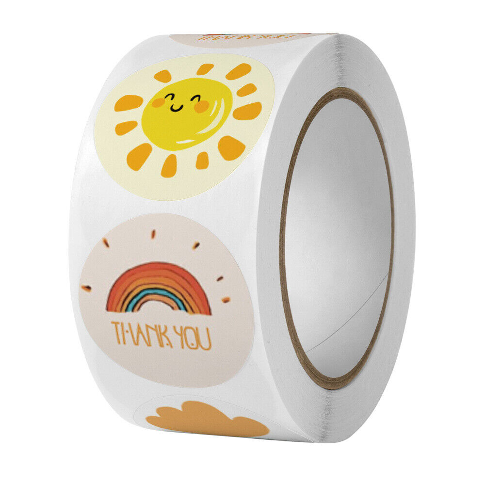 STONESKY 500Pcs 1" Thank You Stickers 4 Design Round Sunshine Smile Label Stickers Roll