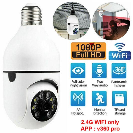 StoneSky Wireless Light Bulb Security Camera Outdoor 2.4G WiFi 1080P Smart Screw in Light