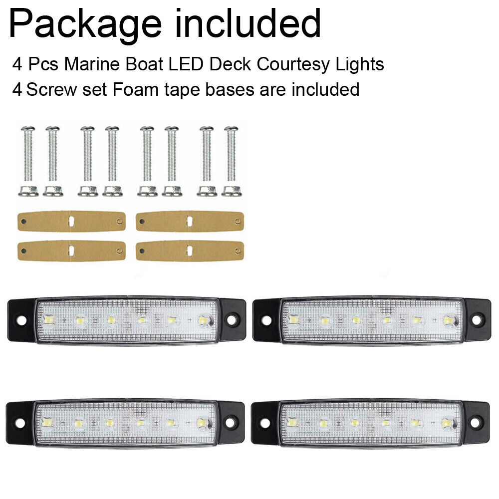 STONESKY 4 LED Pack Marine Boat Deck Courtesy Lights Waterproof White Stern Transom Light