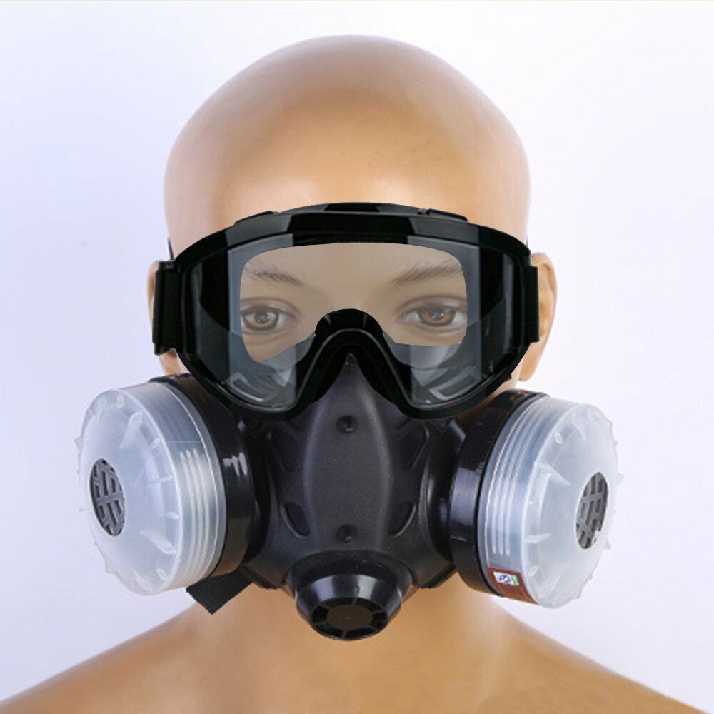 STONESKY Half Face Gas Mask Dual Filter Safety Chemical Cartridge Work Respirator Glasse