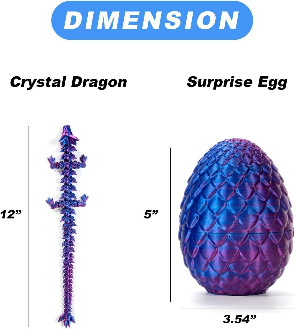 3D Printed Dragon in Egg Articulated Dragon Crystal Dragon Fidget Toy Desk Decor