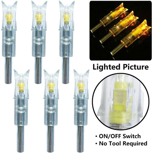 6Pcs LED Lighted Nocks 7.62mm Diameter For Compound Bow Hunting Arrow Nocks