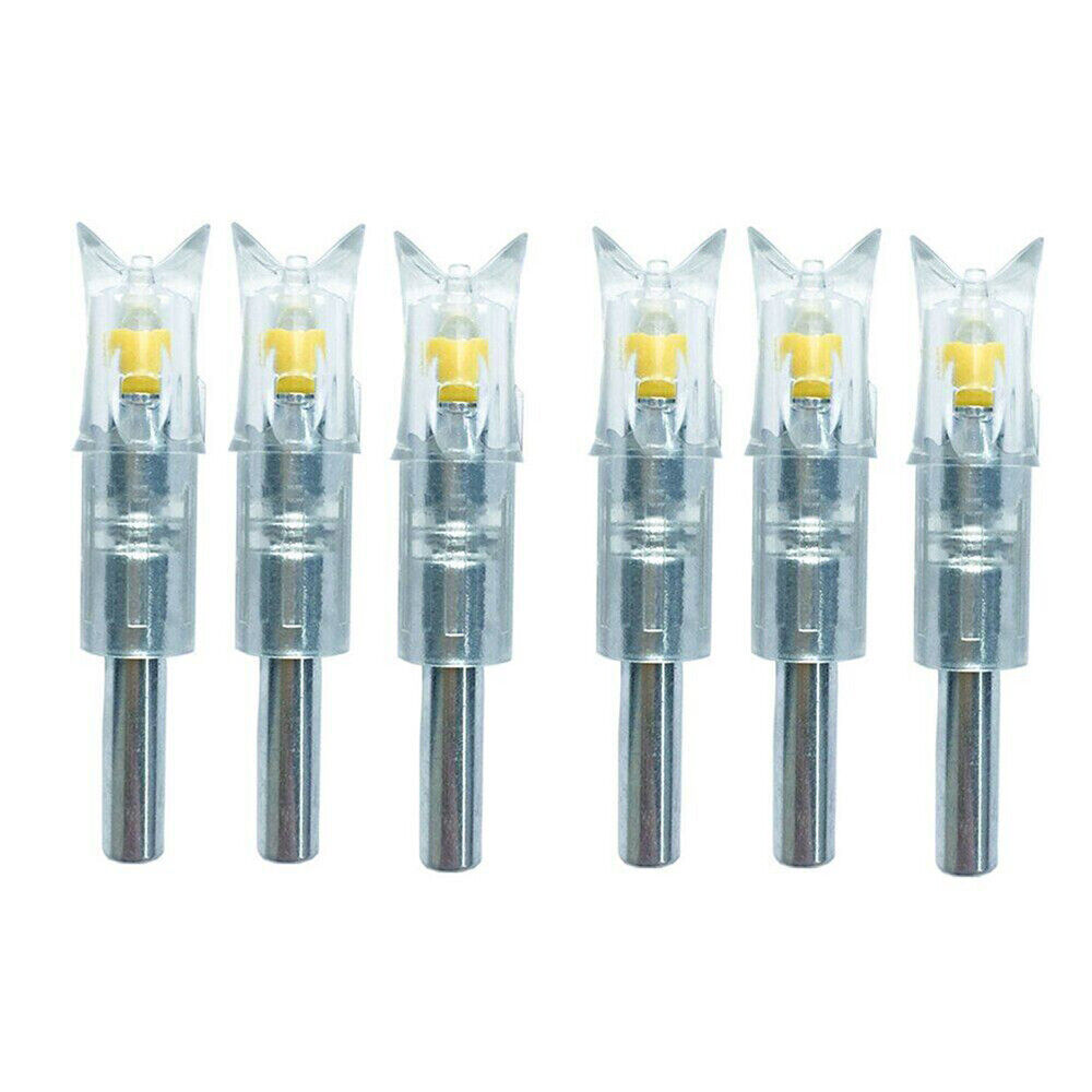 6PCS Yellow LED Lighted Nocks for Bolts 297-302 Crossbow Bolts ID 300''/7.62mm