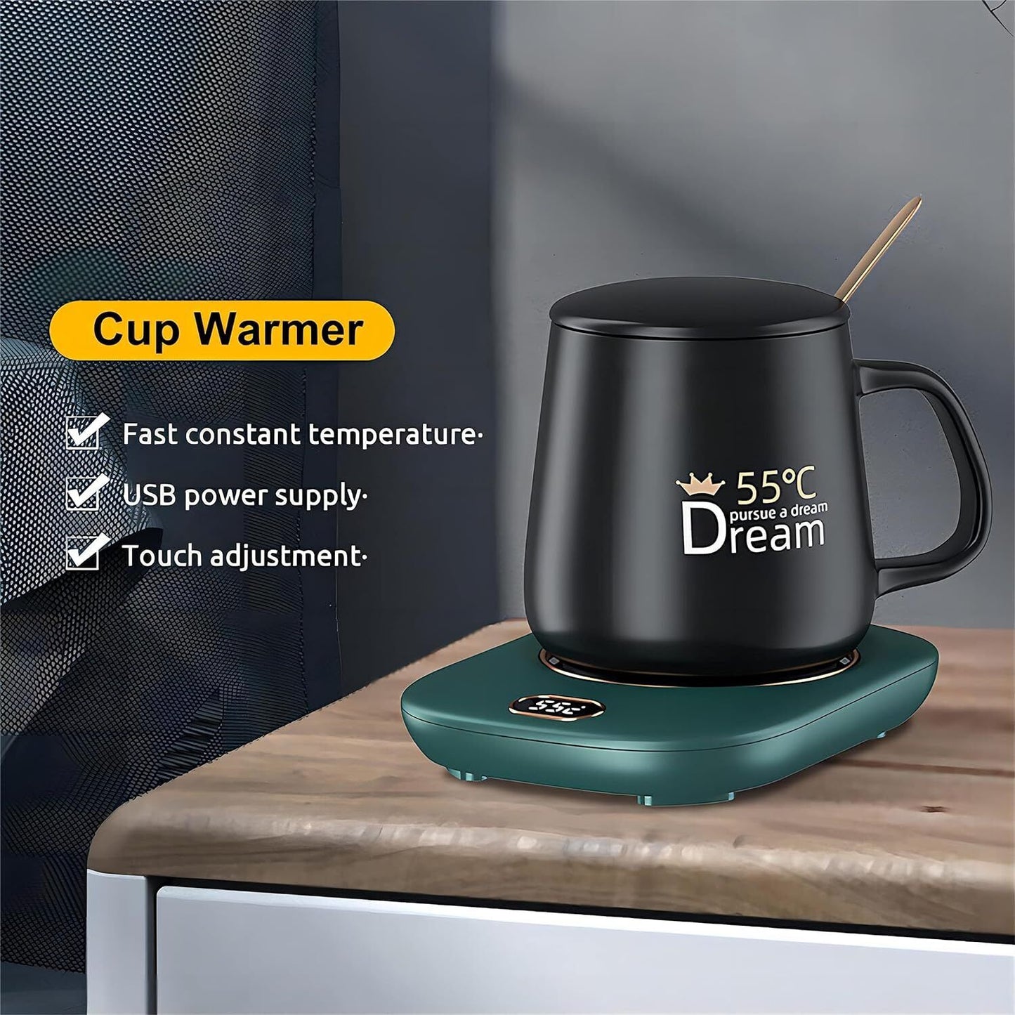 StoneSky USB Electric Cup Set With Bag Heating Coaster Warmer Coffee Tea Milk Mug Heater