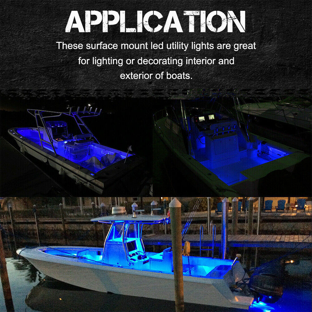 STONESKY 4 Pack LED Marine Boat Deck Courtesy Lights Waterproof Blue Stern Transom Lights
