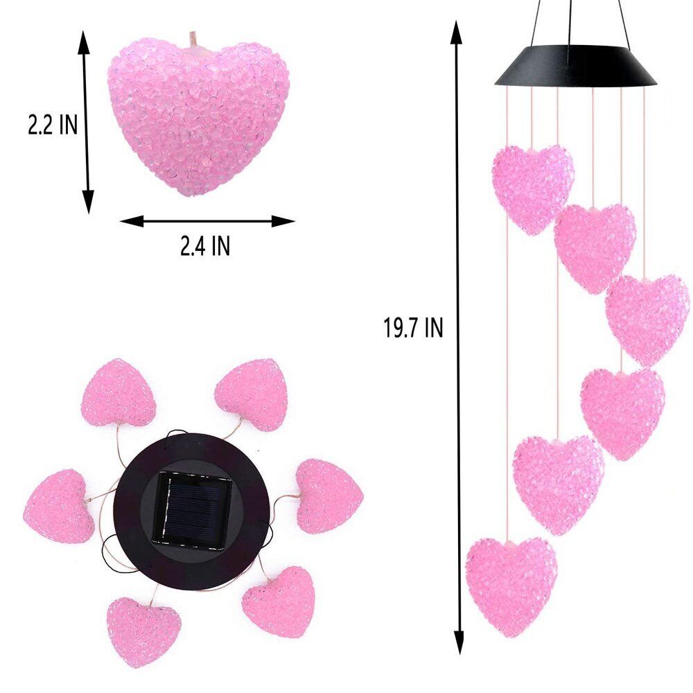 StoneSky Solar Wind Chimes Lights LED Color-changing Yard Garden Night Lights Decor Heart